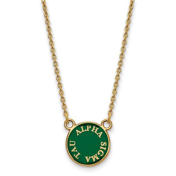 14K Plated Silver Alpha Sigma Tau XS (Tiny) Enamel Necklace - Picture 1 of 4